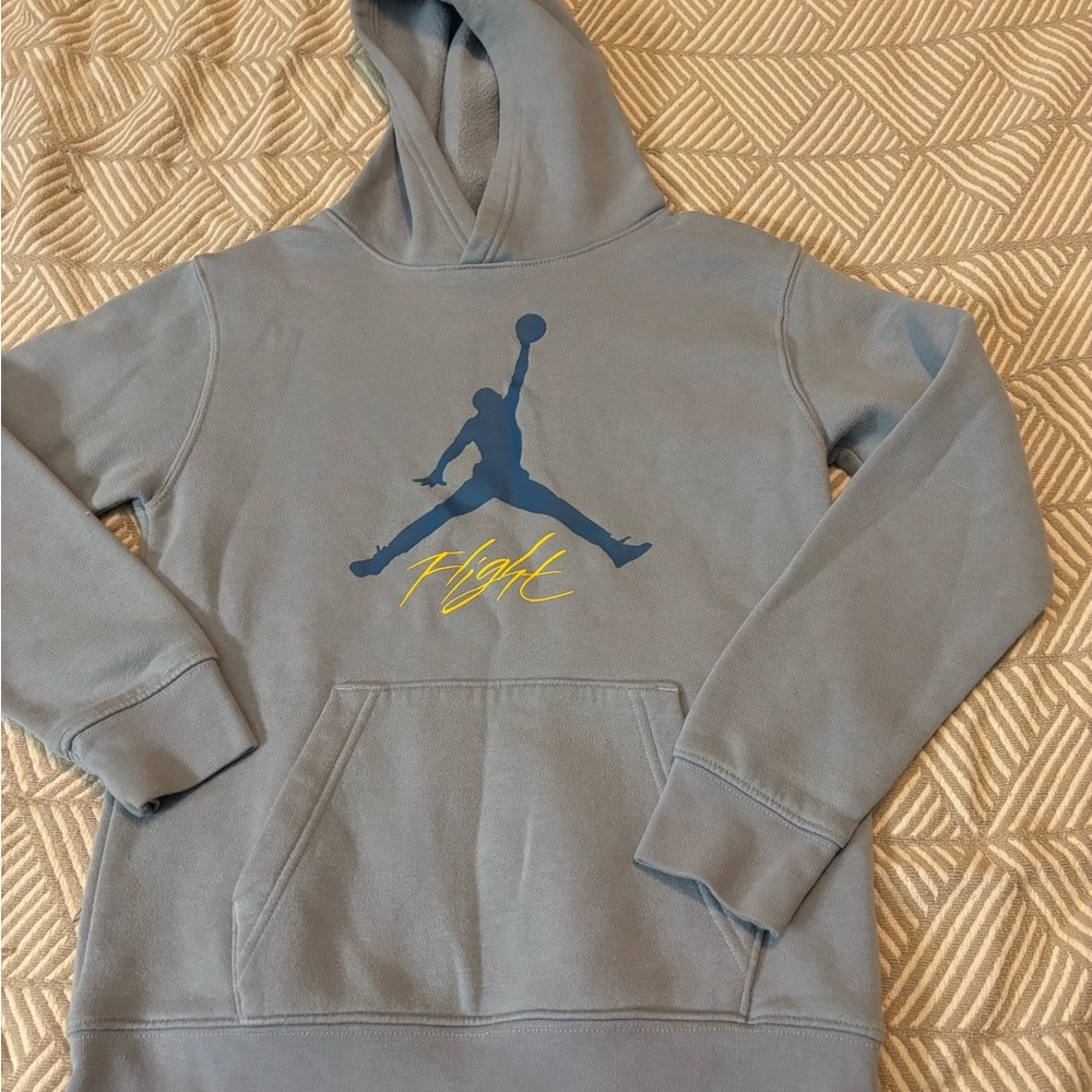 Jordan Gray Hoodie with Blue Logo YM